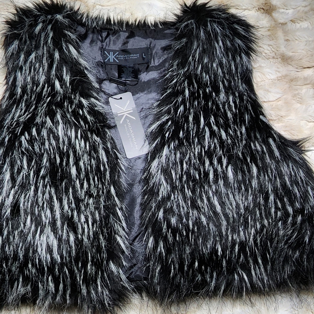 Womens kardashian kollection faux fur vest